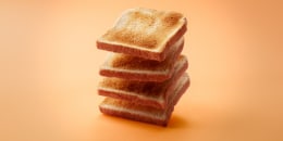 Slices of toast stacked