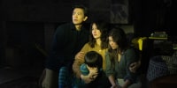 From left, John Cho, Katherine Waterston, Lukita Maxwell, and Isaac Bae 