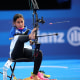 Sheetal Devi of Team India competes in the women's individual compound open 1/8 elimination match at the 2024 Summer Paralympic Games in Paris.