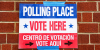 Virginia Primary Election bilingual english spanish sign vote politics political