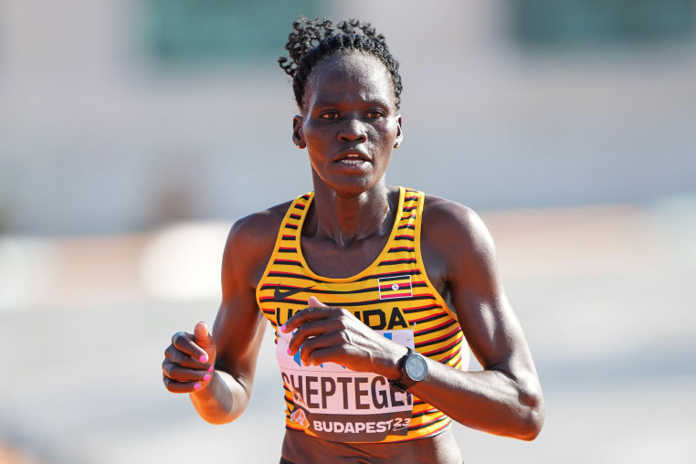 Rebecca CHEPTEGEI participating in the marathon at the World Athletics Championships in Budapest 2023.