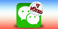 WeChat logo with "I Voted" sticker overlaid on top of it 